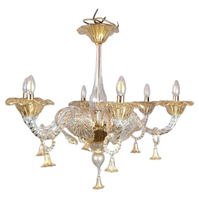 Murano Glass Chandelier - 6 Arms Of Light
