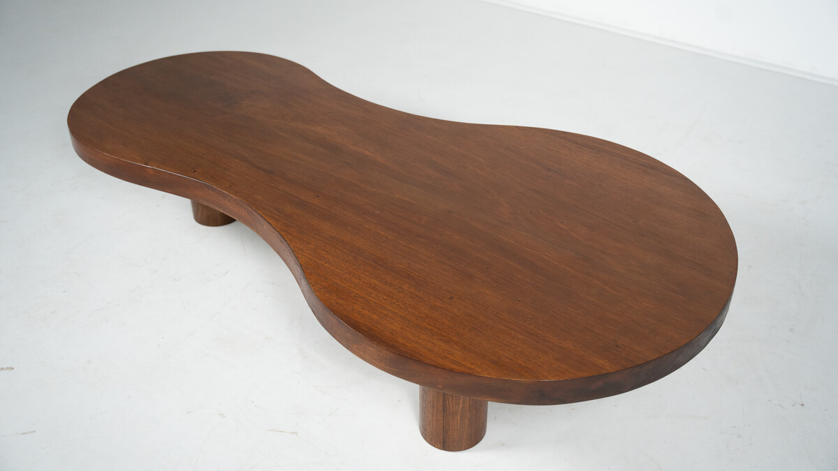 Organic Shaped Wooden Coffee Table, Contemporary