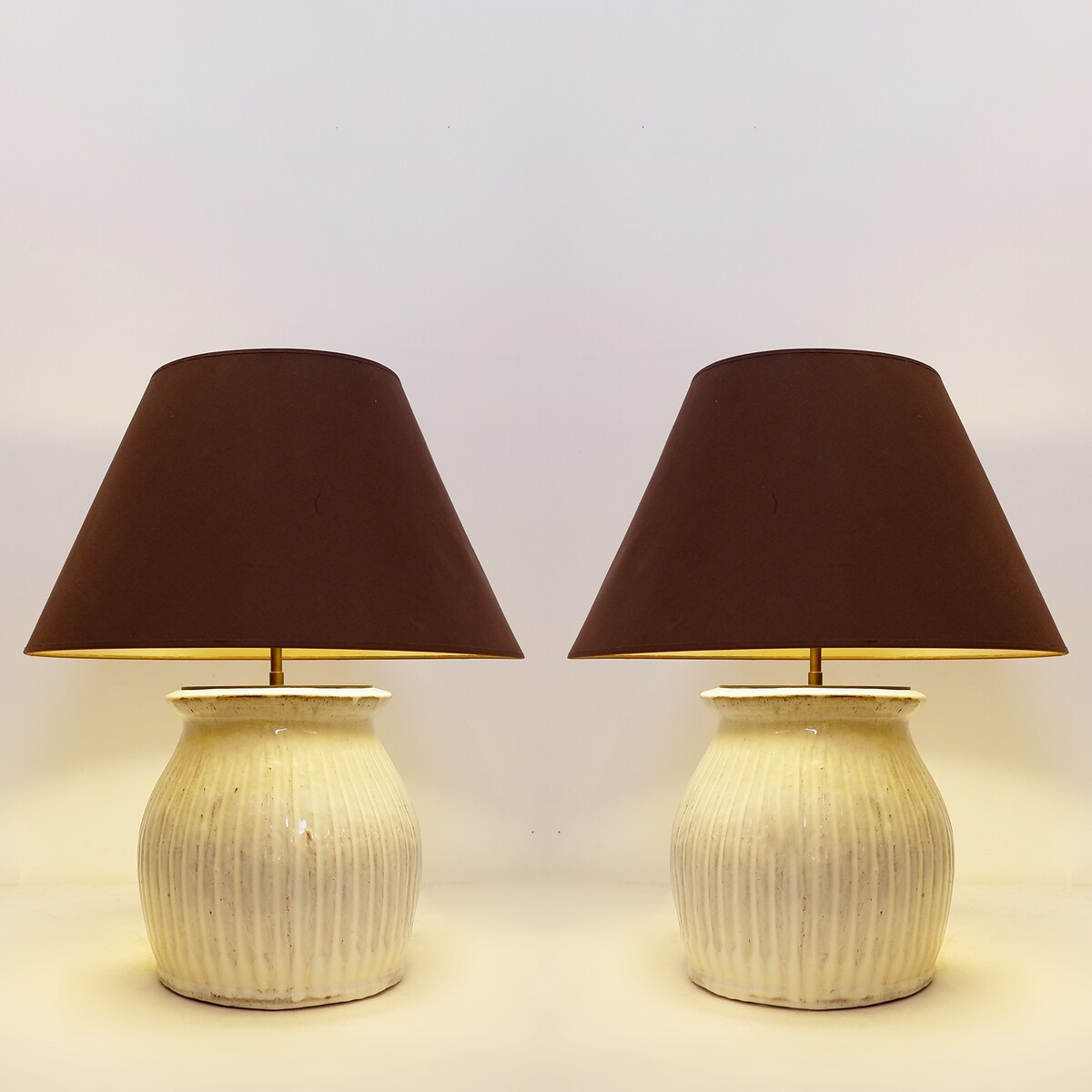 Pair of large ceramic table lamps 