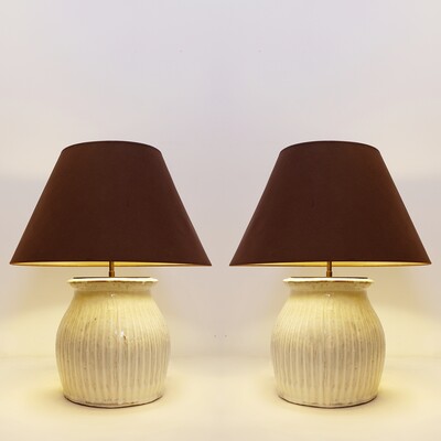 Pair of large ceramic table lamps 