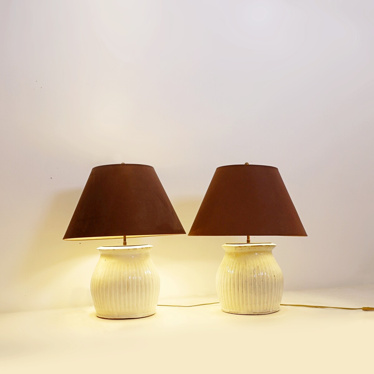 Pair of large ceramic table lamps 