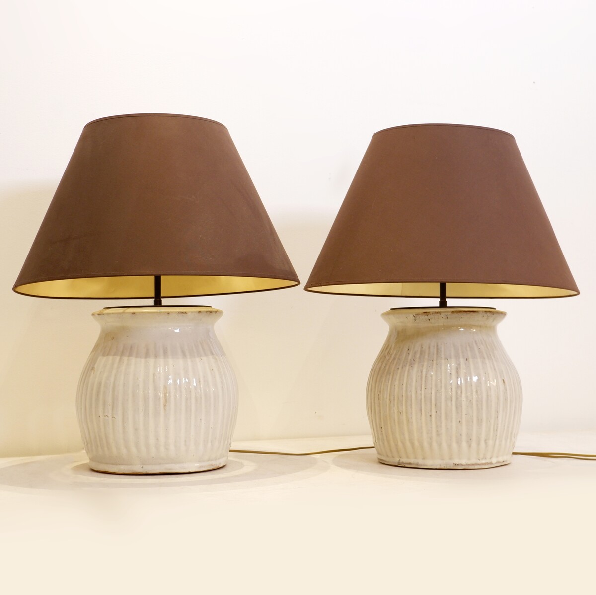 Pair of large ceramic table lamps 