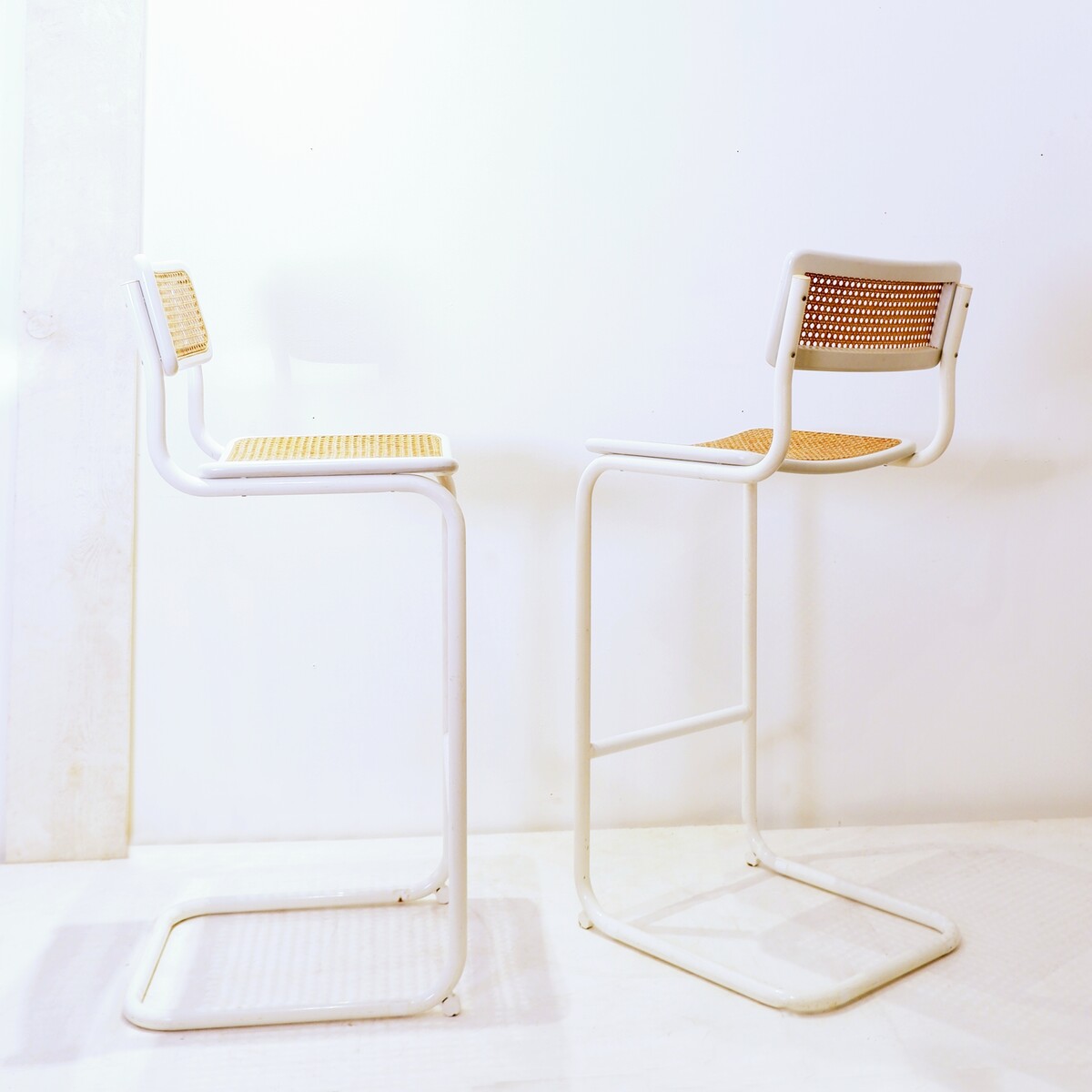 Pair of Mid-Century Bar Stools in the style of Marcel Breuer