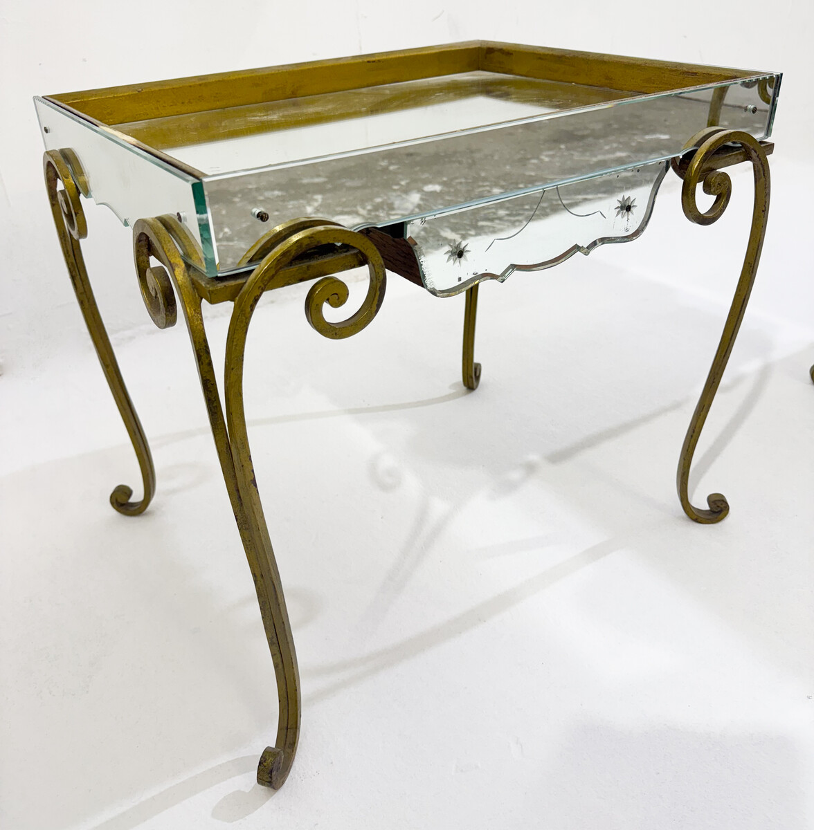 Pair of Side Tables, Glass and brass, 1940s