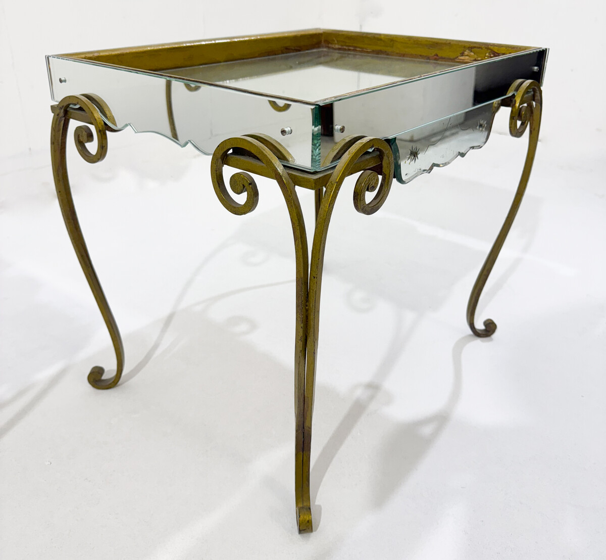 Pair of Side Tables, Glass and brass, 1940s