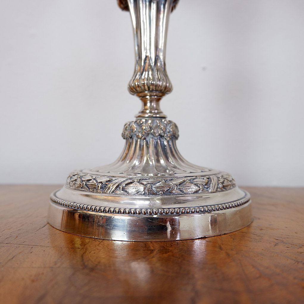 Pair of silver metal Candlesticks 3 branches / 4 fires