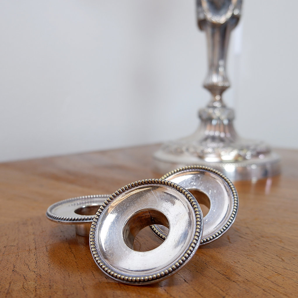 Pair of silver metal Candlesticks 3 branches / 4 fires