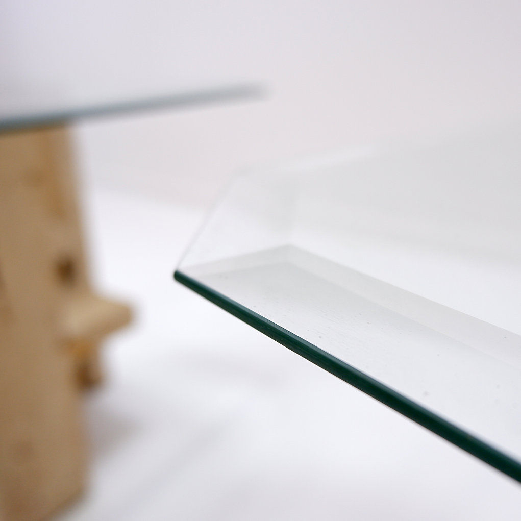 Pair of Travertine and Glass End Tables by Willy Ballez, Belgium, 1970's