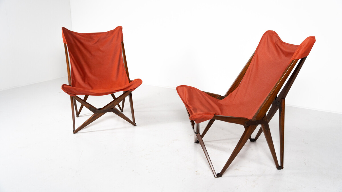 Pair of Tripolina Folding Chairs by Joseph B. Fenby