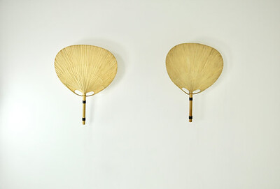 Pair of Uchiwa wall lamps by Ingo Maurer for M design, 1970s