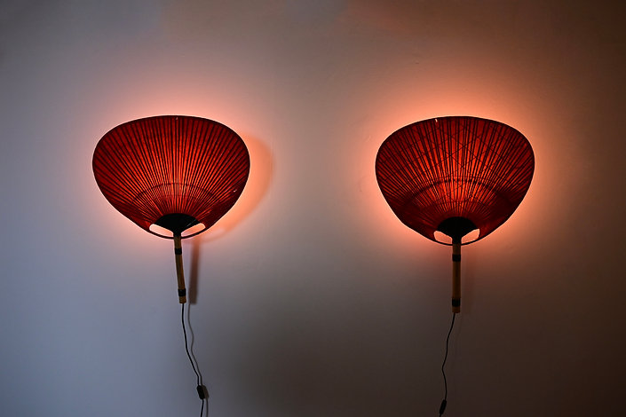 Pair of Uchiwa wall lamps by Ingo Maurer for M design, 1970s