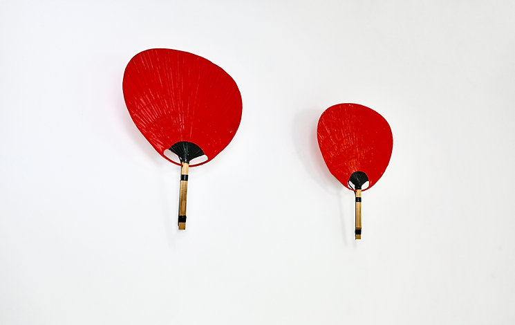 Pair of Uchiwa wall lamps by Ingo Maurer for M design, 1970s