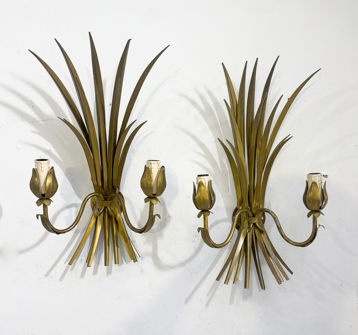 Pair of Wall Lights in Gold Iron