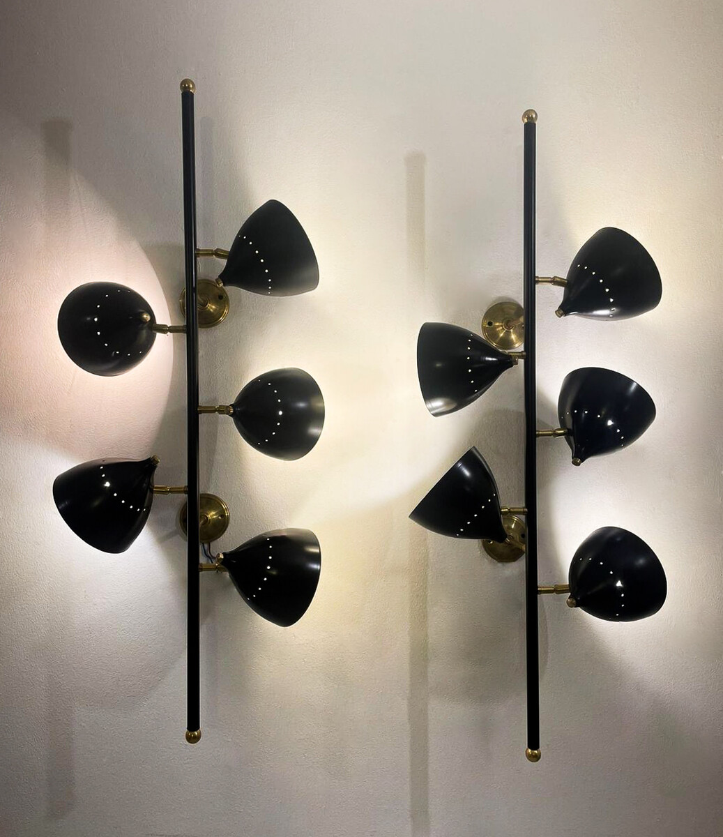 Pair of Wall Lights in the Style of Stilnovo, Italy