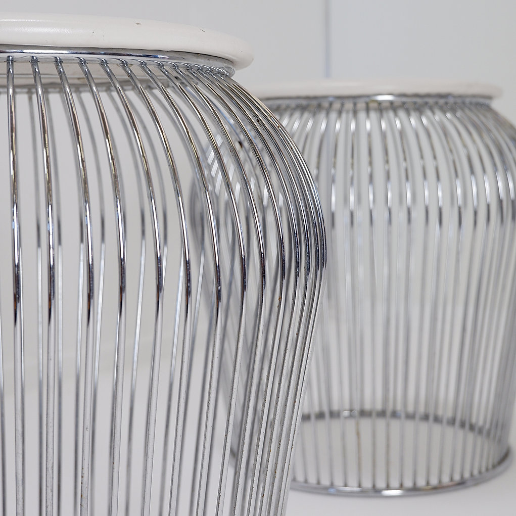 Pair of Warren Platner style wire stools - 1970s 