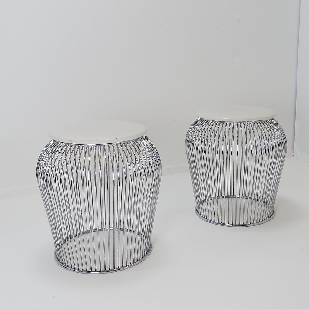 Pair of Warren Platner style wire stools - 1970s 