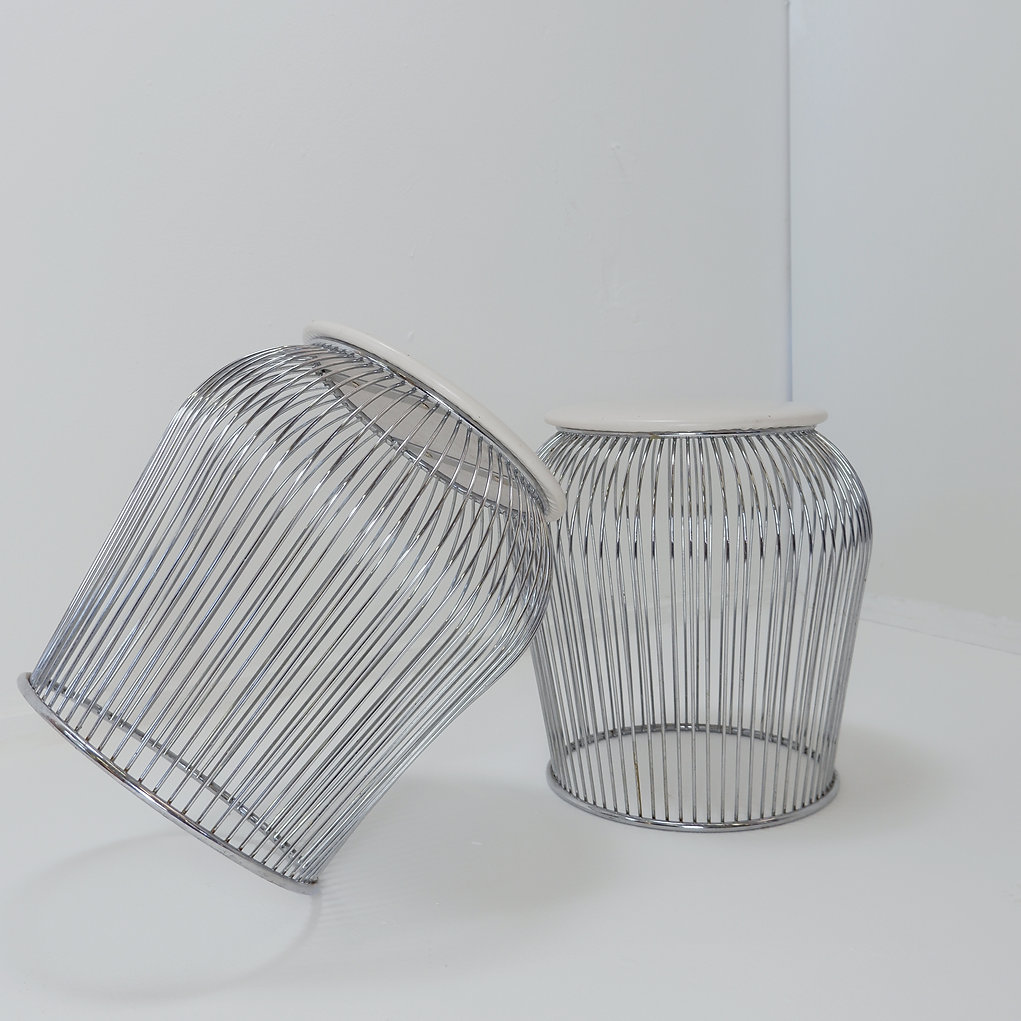 Pair of Warren Platner style wire stools - 1970s 