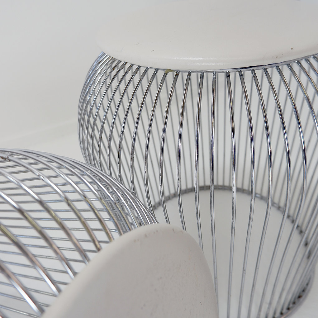 Pair of Warren Platner style wire stools - 1970s 