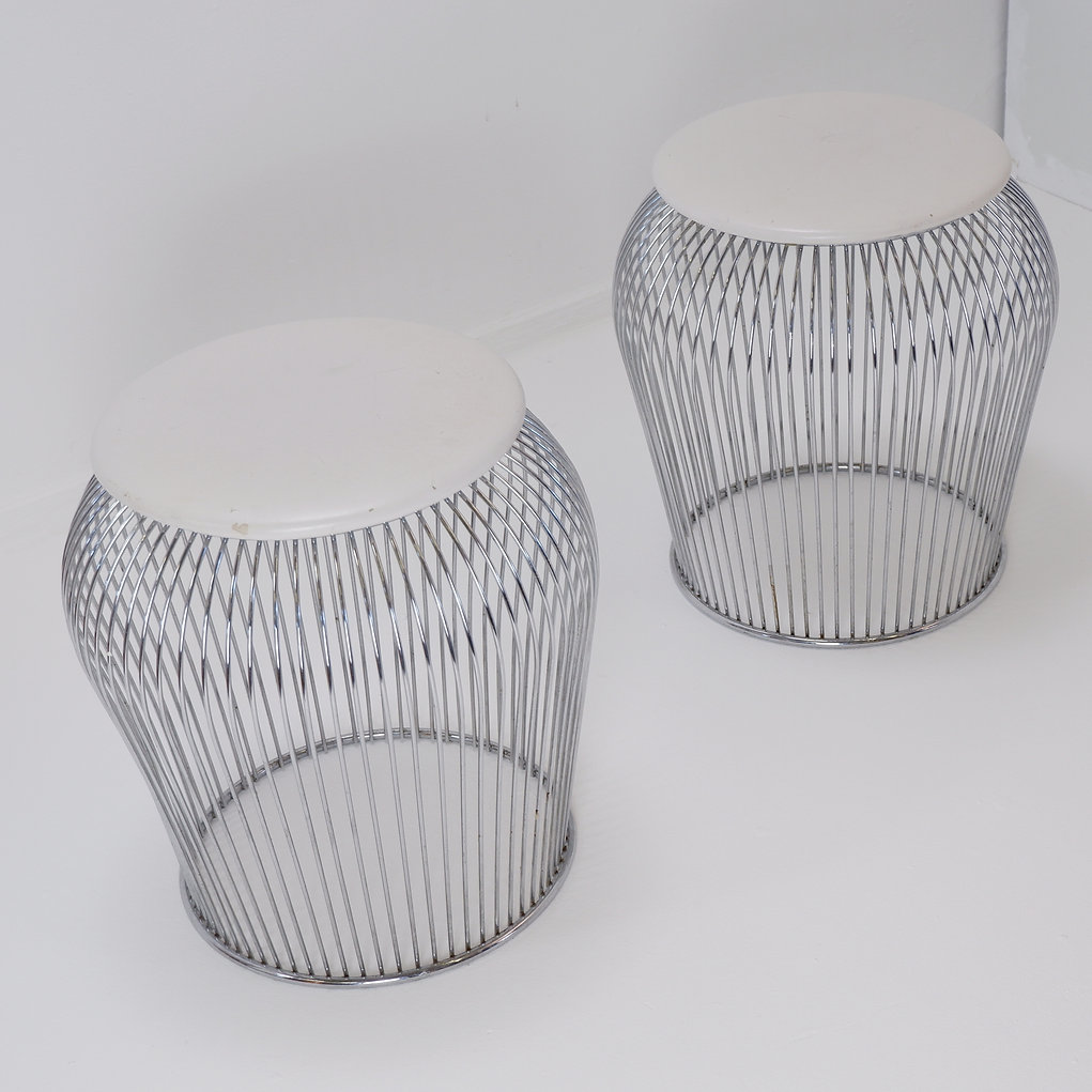 Pair of Warren Platner style wire stools - 1970s 