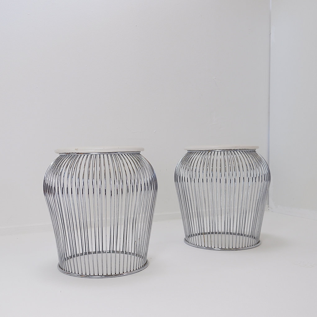 Pair of Warren Platner style wire stools - 1970s 