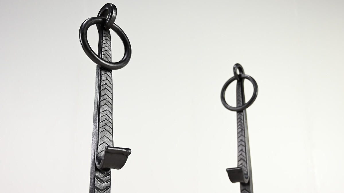 Pair of Wrought Iron Andirons, France, 18th century