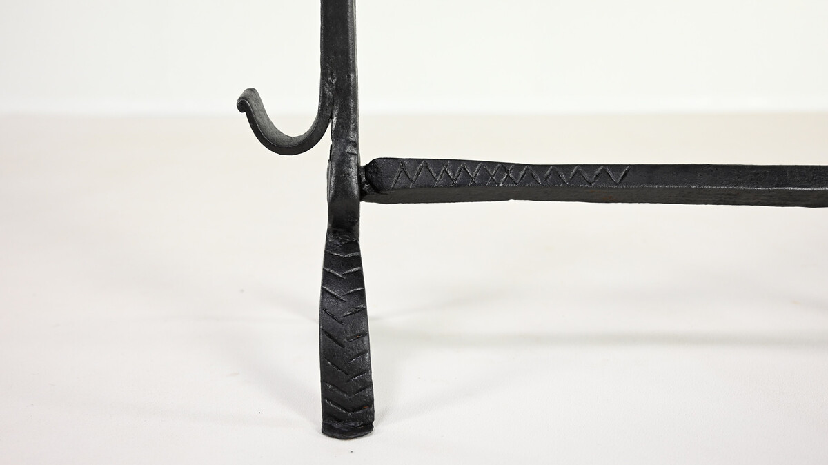 Pair of Wrought Iron Andirons, France, 18th century