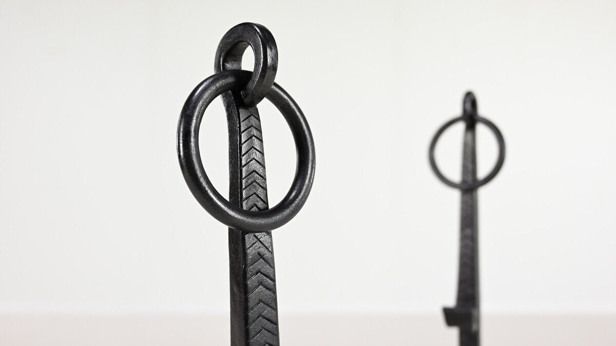 Pair of Wrought Iron Andirons, France, 18th century