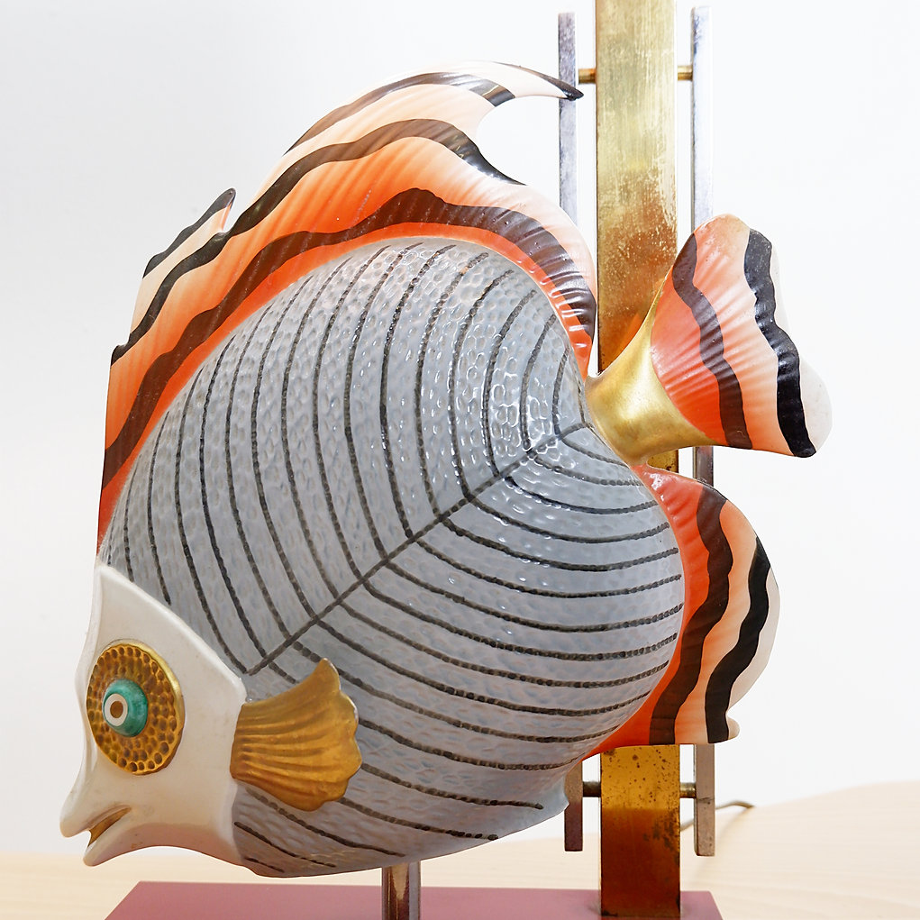 Porcelaine Sculpture Fish lamp by Giulia Mangani for Oggetti, 1980's