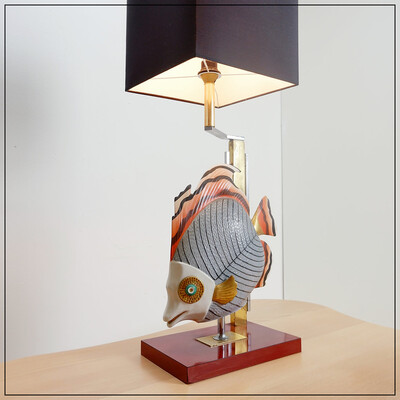 Porcelaine Sculpture Fish lamp by Giulia Mangani for Oggetti, 1980's