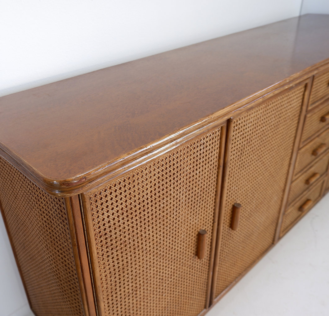 Rattan and Wicker Sideboard - 1960s