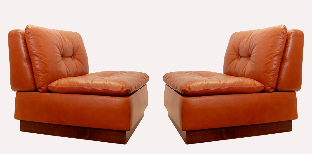 Saporiti Modular Lounge Set in Cognac Leather - 4+1 armchair