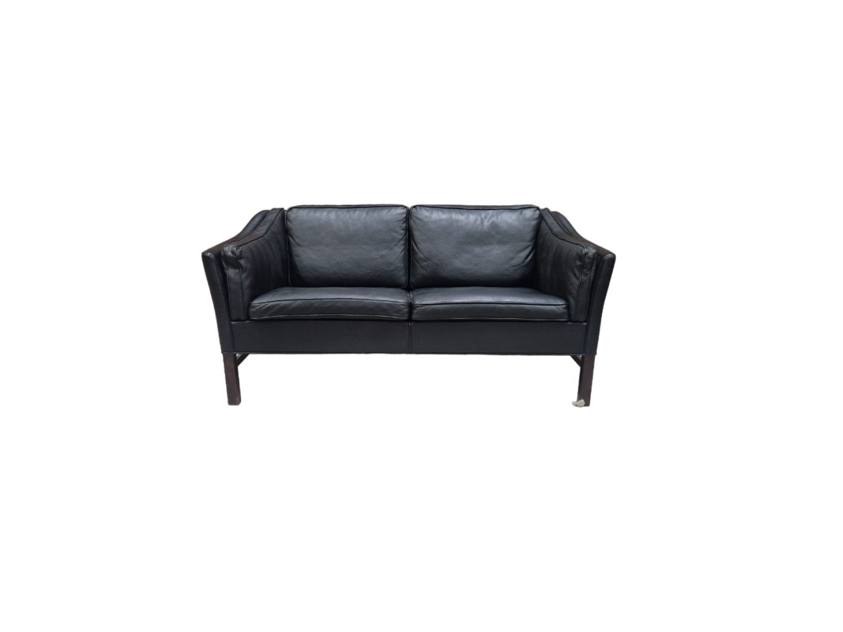 Scandinavian vintage sofa in black leather from Frederik Kayser