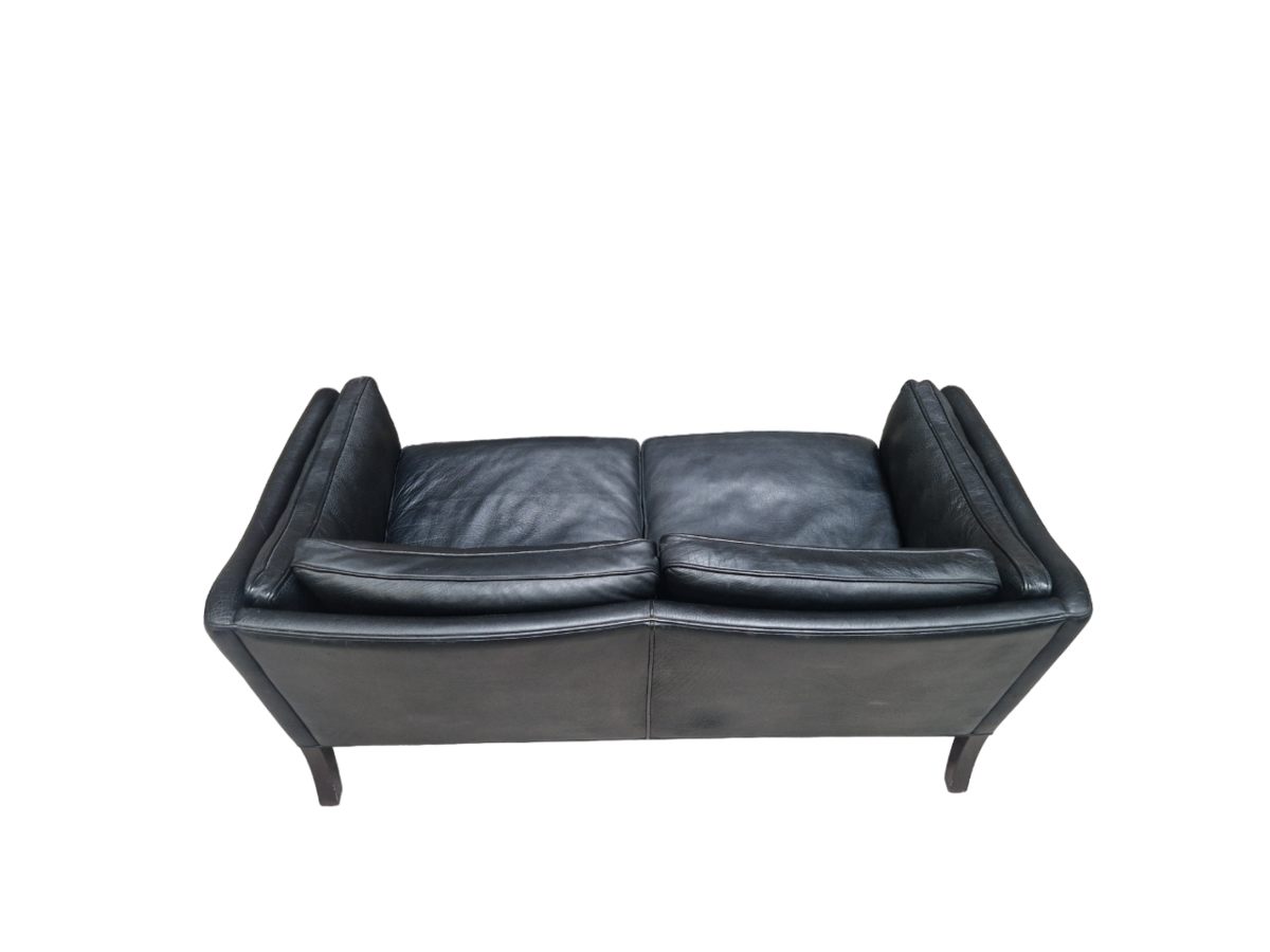 Scandinavian vintage sofa in black leather from Frederik Kayser