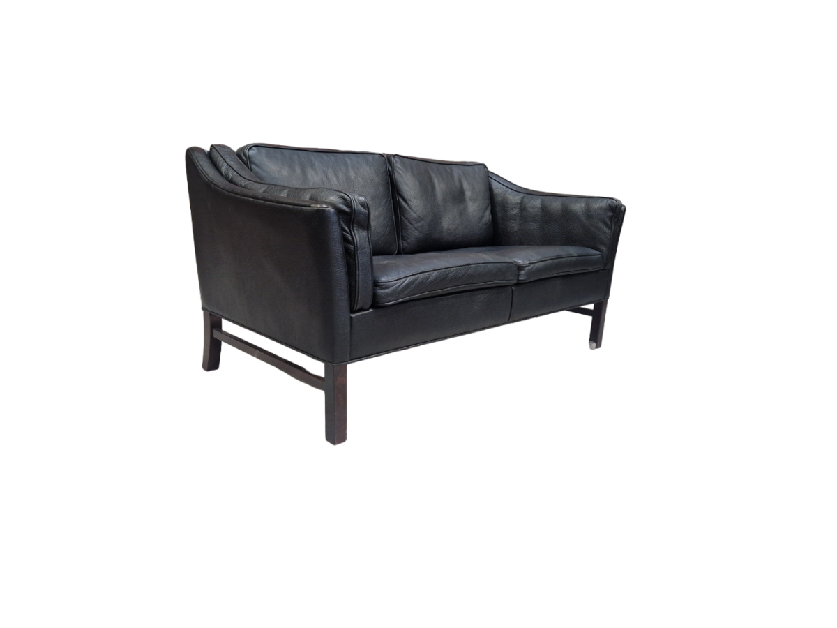 Scandinavian vintage sofa in black leather from Frederik Kayser