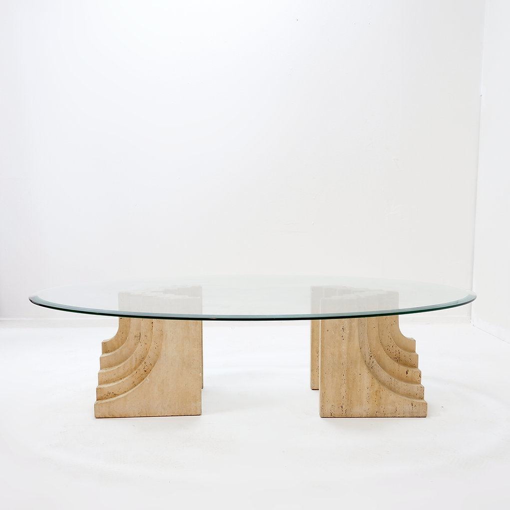 Sculptural Travertine coffee table in the style of Tobia Scarpa, gavina, 1970's