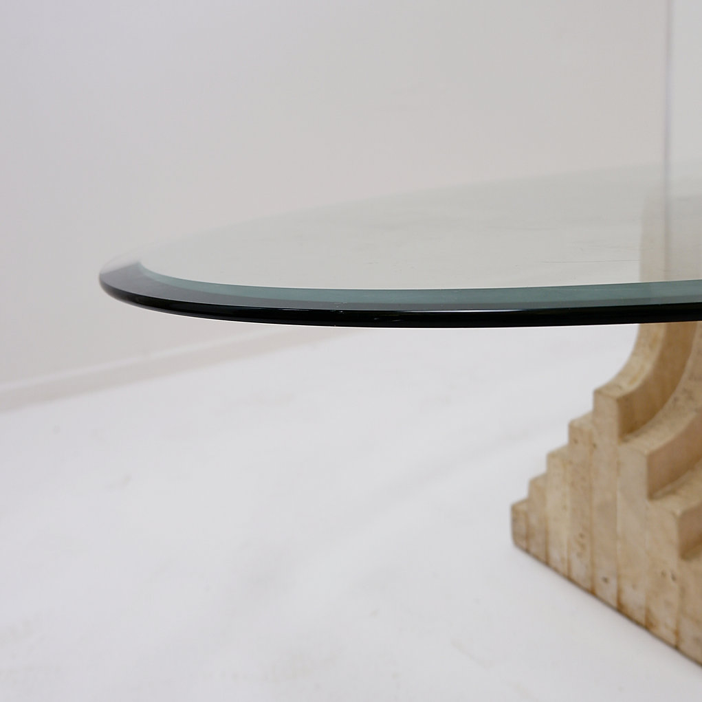 Sculptural Travertine coffee table in the style of Tobia Scarpa, gavina, 1970's