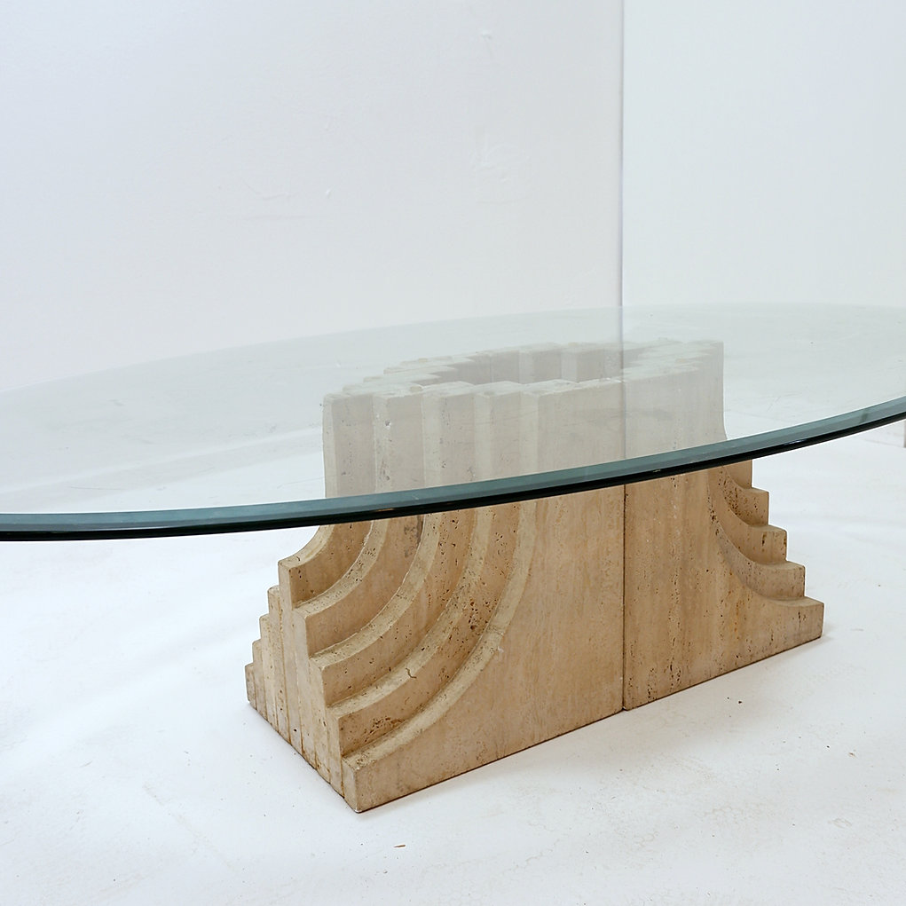 Sculptural Travertine coffee table in the style of Tobia Scarpa, gavina, 1970's