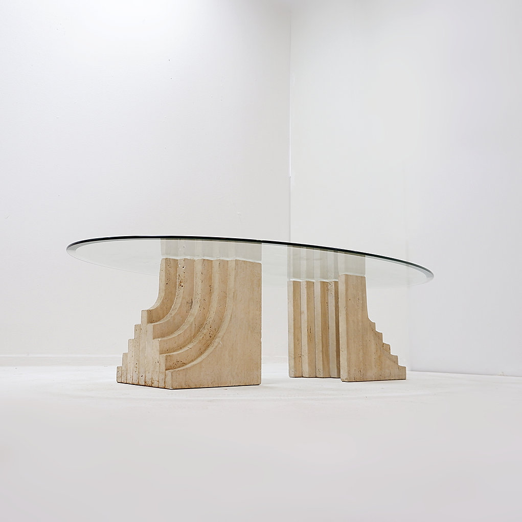 Sculptural Travertine coffee table in the style of Tobia Scarpa, gavina, 1970's