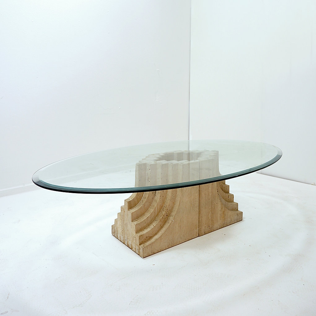 Sculptural Travertine coffee table in the style of Tobia Scarpa, gavina, 1970's