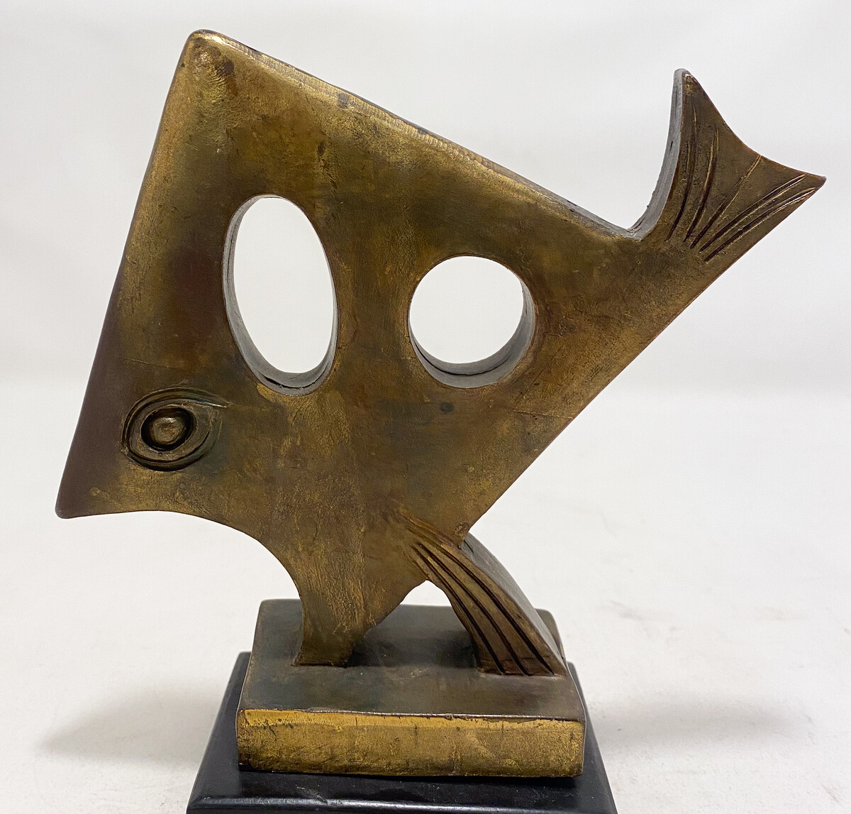 sculpture of a fish, signed 