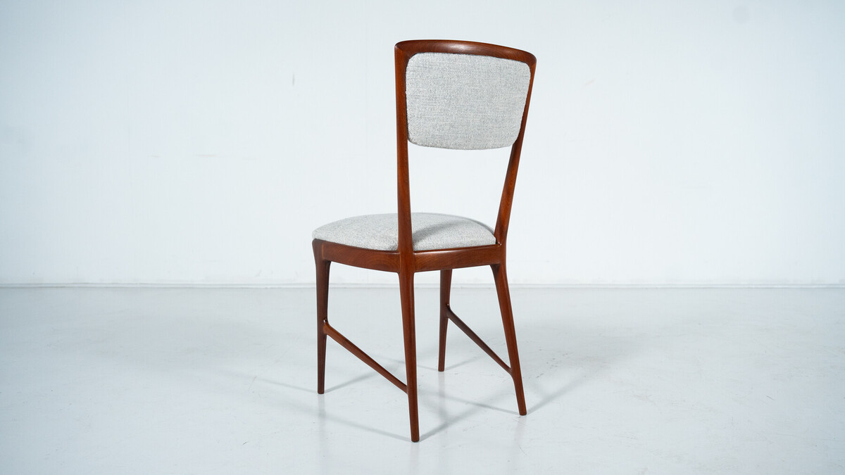 Set of 12 Chairs attributed to Ico Parisi, Wood and Fabric,Italy, 1960s