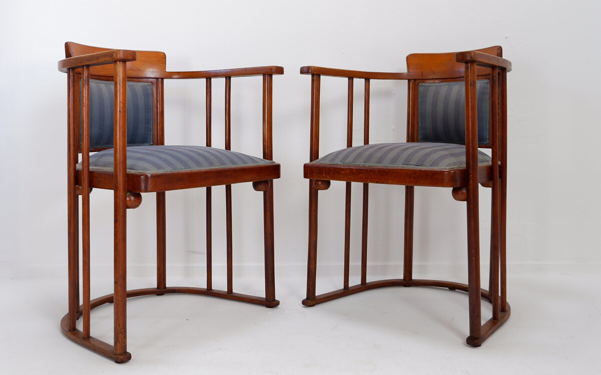 Set of 4+2 Art Nouveau chairs by Josef Hoffmann for Jacob & Josef Kohn .