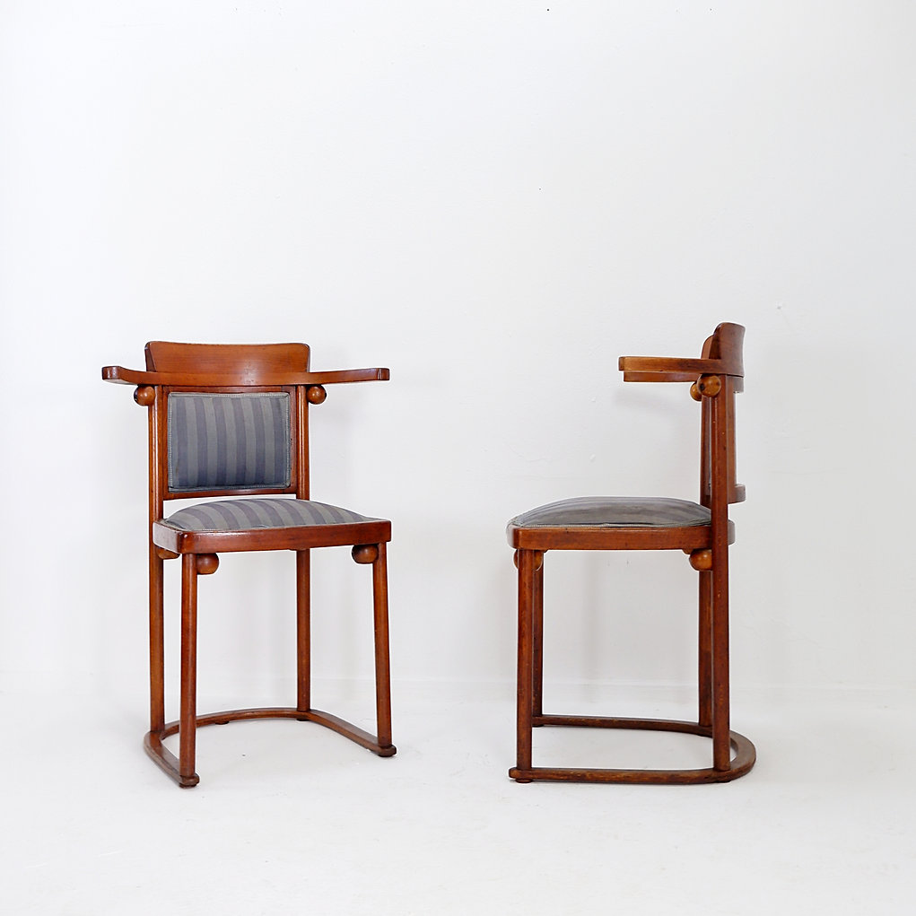 Set of 4+2 Art Nouveau chairs by Josef Hoffmann for Jacob & Josef Kohn .