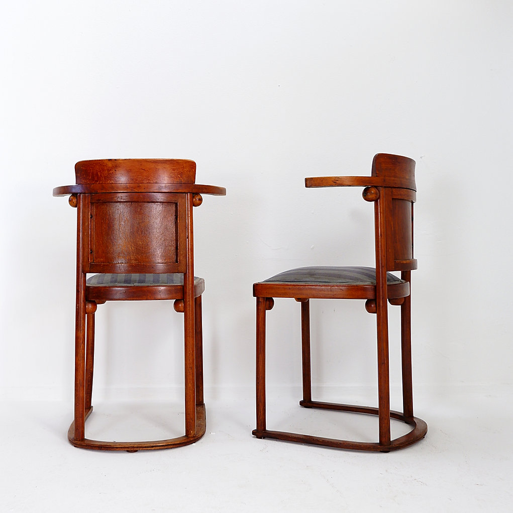 Set of 4+2 Art Nouveau chairs by Josef Hoffmann for Jacob & Josef Kohn .