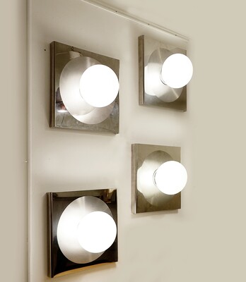 Set of 4 Harvey Guzzini square wall lamps 