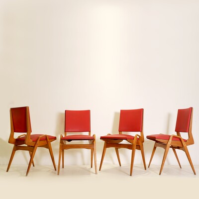 Set of 4 Mid century Chairs by Maurice Pré - 1950s