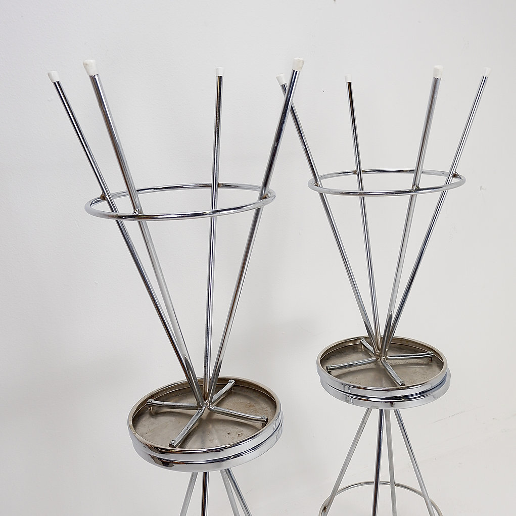 Set of 4 vintage chrome bar stools - 1970s