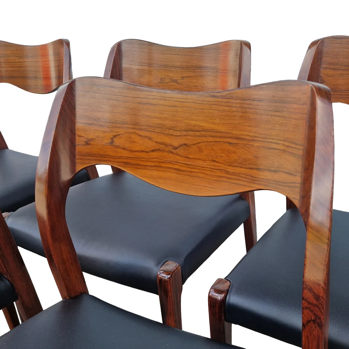 Set Of Six Vintage Scandinavian Chairs, Model 71, Niels O. Moller