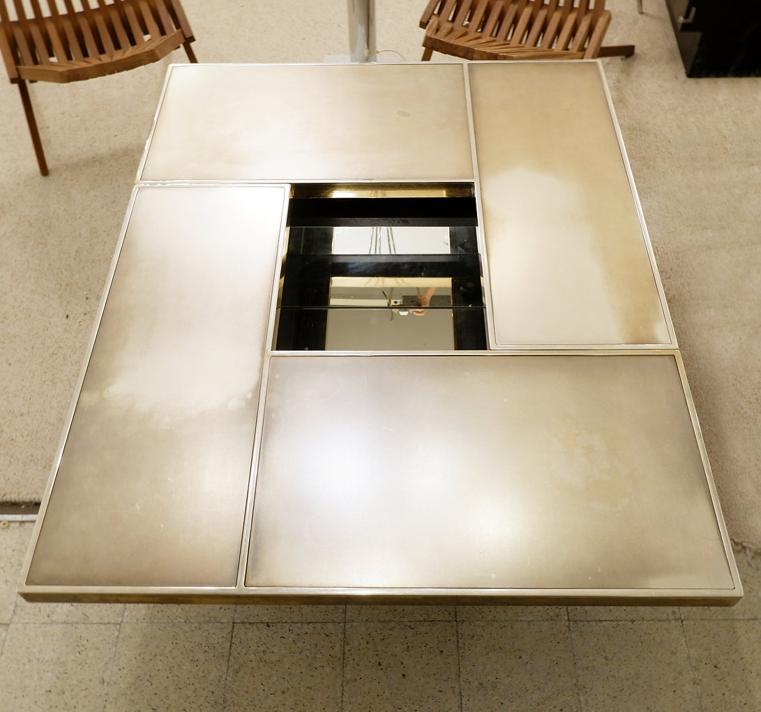 Sliding Coffee Table with Hidden Bar - Belgo Chrom 1970's