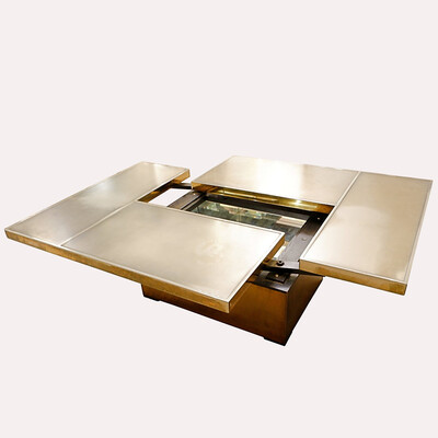 Sliding Coffee Table with Hidden Bar - Belgo Chrom 1970's